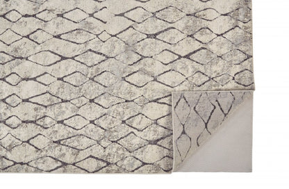 10' X 14' Gray And Ivory Geometric Area Rug