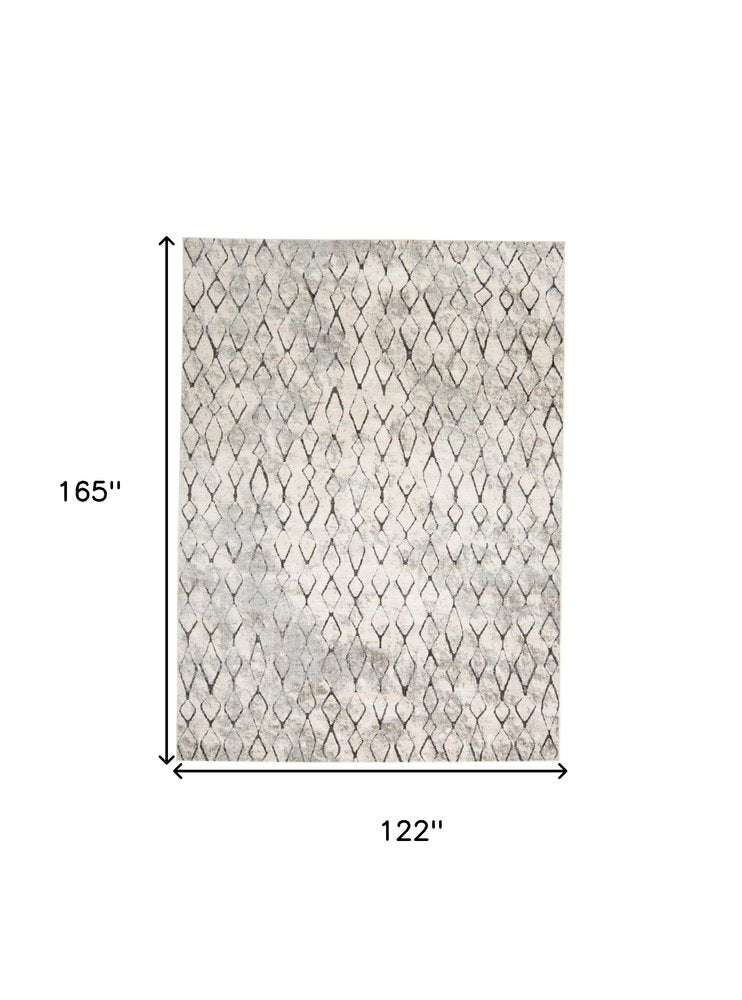 4' X 6' Gray And Ivory Geometric Area Rug