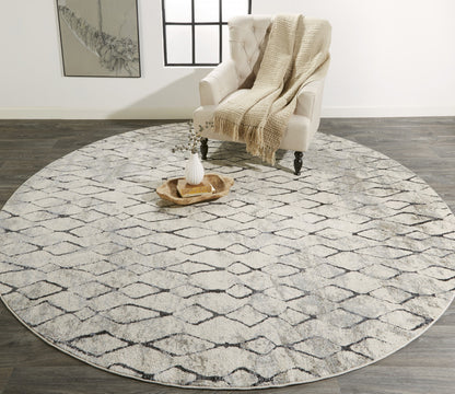 5' X 8' Ivory Gray And Taupe Abstract Stain Resistant Area Rug