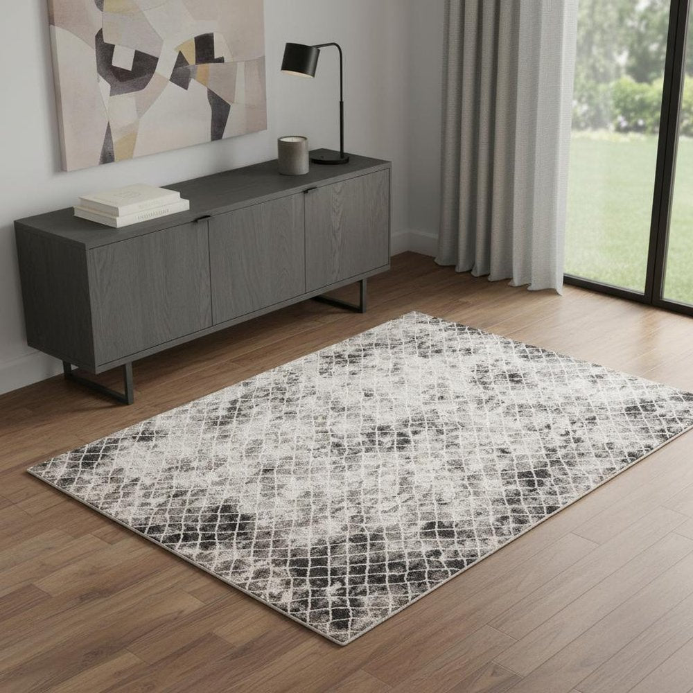 10' X 14' Ivory Gray And Taupe Abstract Stain Resistant Area Rug