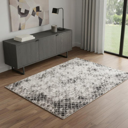 10' X 14' Ivory Gray And Taupe Abstract Stain Resistant Area Rug