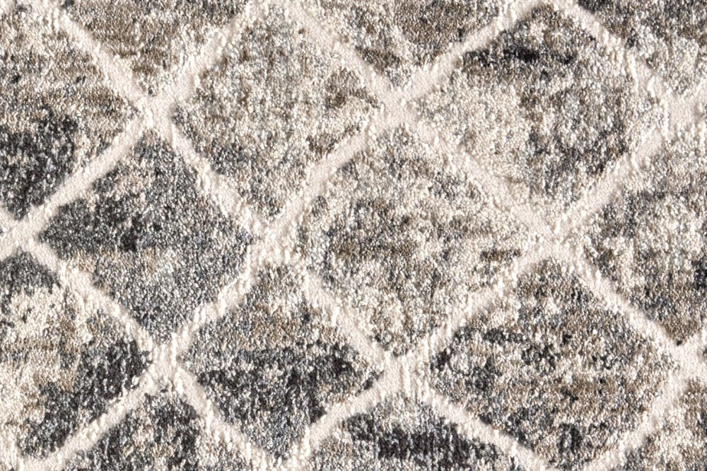 10' X 14' Ivory Gray And Taupe Abstract Stain Resistant Area Rug