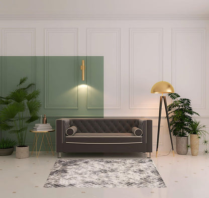 8' Gray And Ivory Geometric Runner Rug