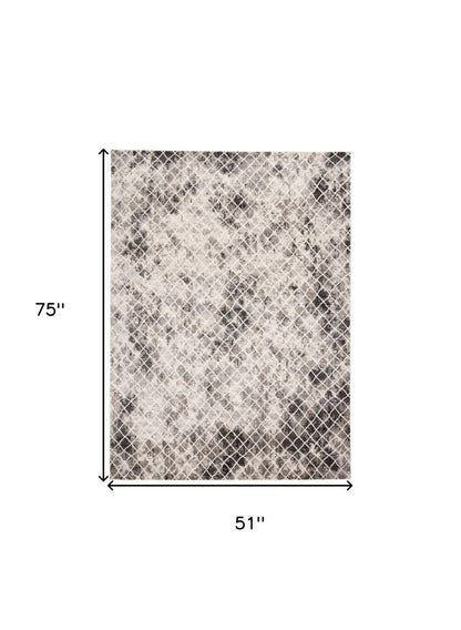 10' X 14' Ivory Gray And Taupe Abstract Stain Resistant Area Rug