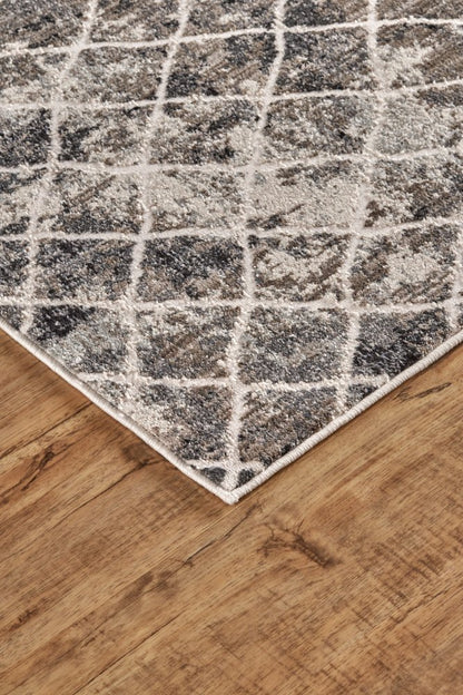 10' X 14' Ivory Gray And Taupe Abstract Stain Resistant Area Rug