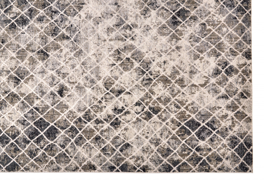 4' X 6' Ivory Gray And Taupe Abstract Stain Resistant Area Rug