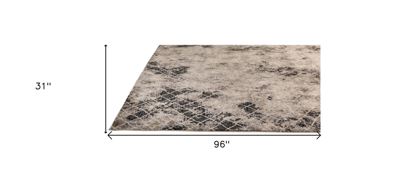 4' X 6' Ivory Gray And Taupe Abstract Stain Resistant Area Rug