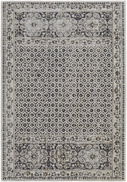 10' X 14' Ivory Taupe And Gray Abstract Stain Resistant Area Rug