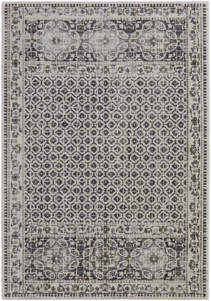 7' X 10' Gray and Ivory Abstract Area Rug