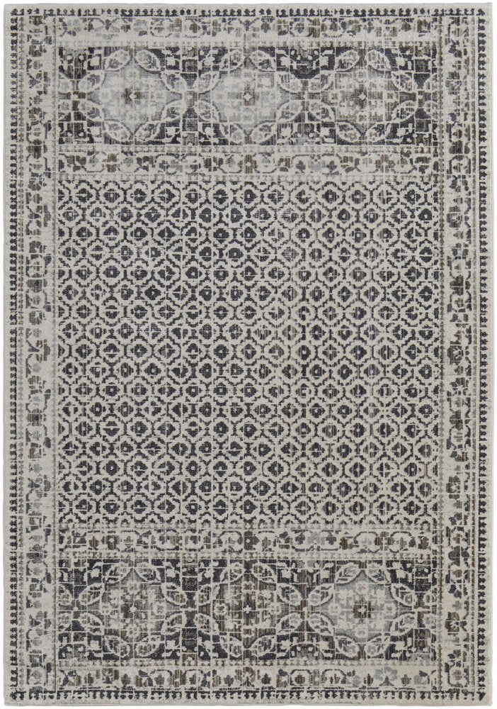 7' X 10' Gray and Ivory Abstract Area Rug