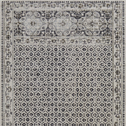 7' X 10' Gray and Ivory Abstract Area Rug