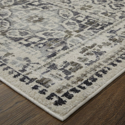7' X 10' Gray and Ivory Abstract Area Rug