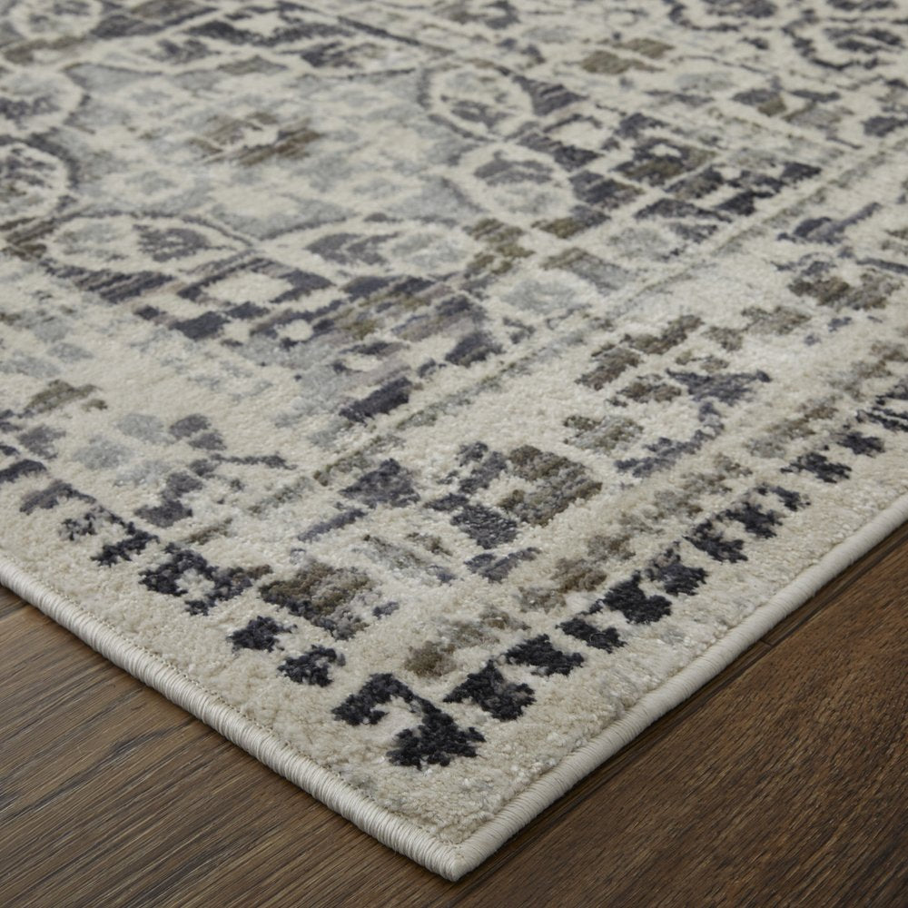 7' X 10' Gray and Ivory Abstract Area Rug