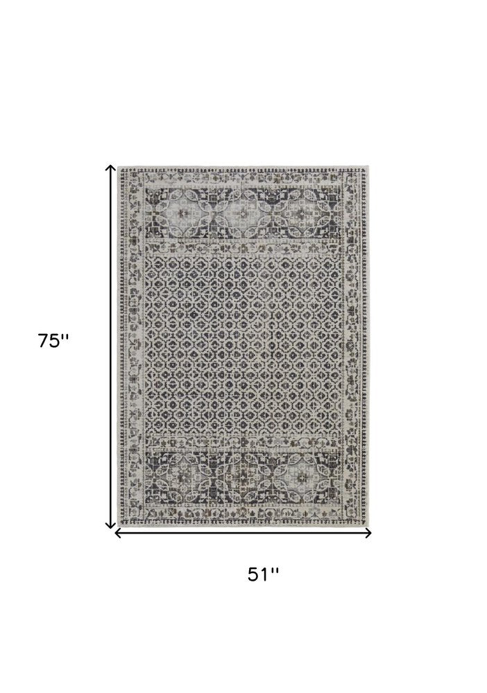 10' X 14' Ivory Taupe And Gray Abstract Stain Resistant Area Rug