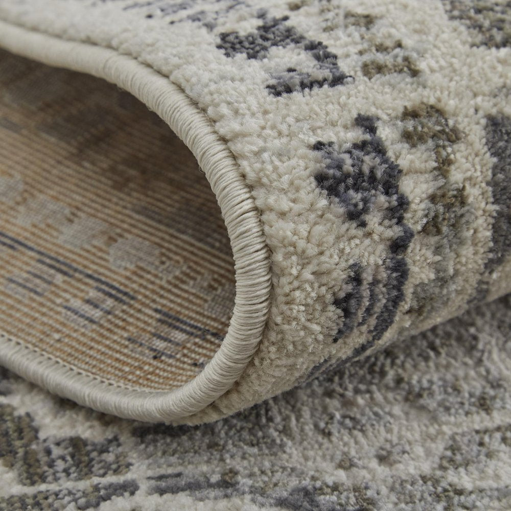 10' X 14' Ivory Taupe And Gray Abstract Stain Resistant Area Rug