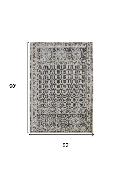 4' X 6' Ivory Taupe And Gray Abstract Stain Resistant Area Rug