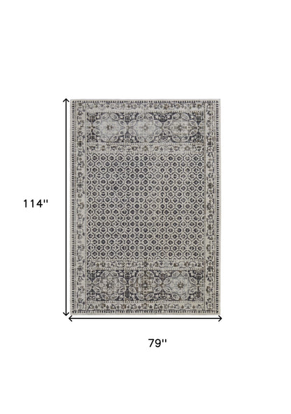 5' X 8' Ivory Taupe And Gray Abstract Stain Resistant Area Rug