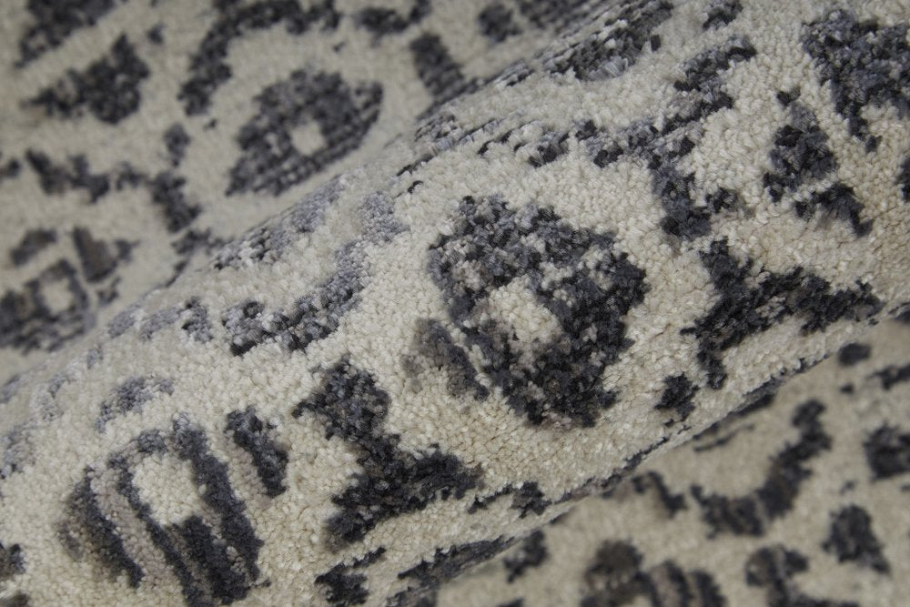 10' X 14' Ivory Taupe And Gray Abstract Stain Resistant Area Rug