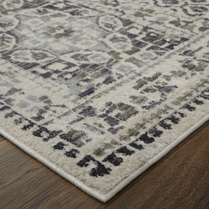 5' X 8' Ivory Taupe And Gray Abstract Stain Resistant Area Rug