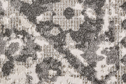 5' X 8' Gray Ivory And Silver Abstract Stain Resistant Area Rug