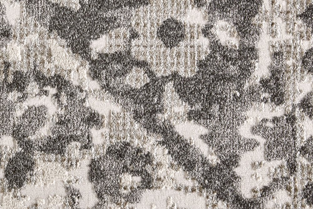 10' X 14' Gray Ivory And Silver Abstract Stain Resistant Area Rug