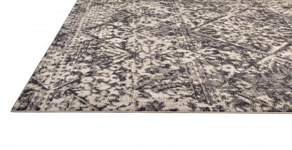 10' X 14' Gray Ivory And Silver Abstract Stain Resistant Area Rug
