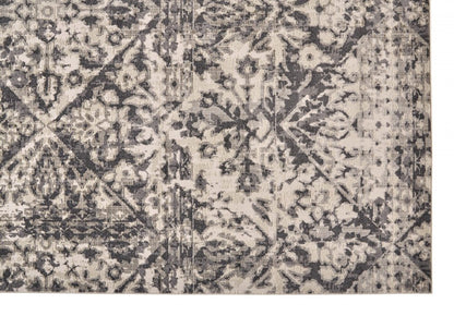 10' X 14' Gray Ivory And Silver Abstract Stain Resistant Area Rug