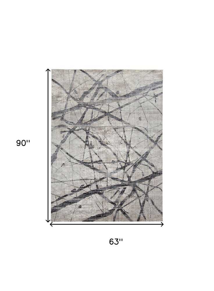 5' X 8' Taupe Gray And Ivory Abstract Stain Resistant Area Rug