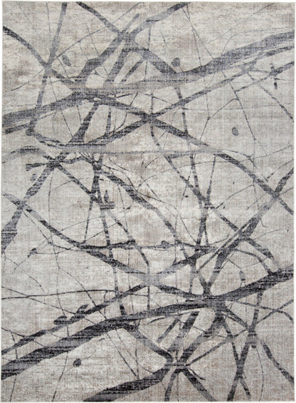 4' X 6' Taupe Gray And Ivory Abstract Stain Resistant Area Rug