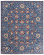 4' X 6' Blue And Red Wool Floral Hand Knotted Stain Resistant Area Rug