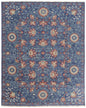 4' X 6' Blue and Beige Wool Floral Hand Knotted Area Rug