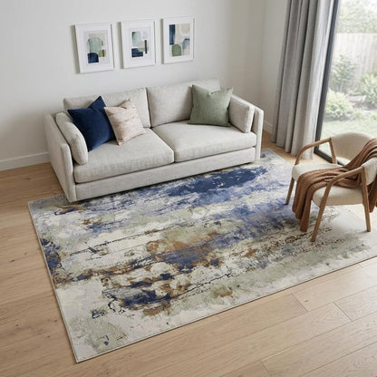 4' X 6' Beige Bronze And Black Abstract Area Rug