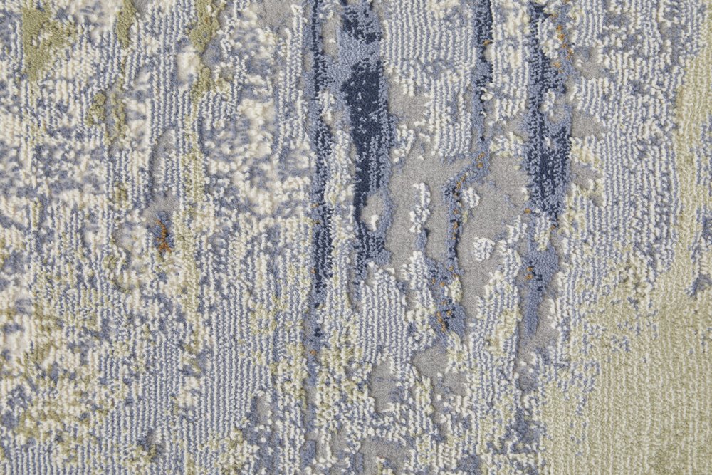 4' X 6' Blue Orange And Ivory Abstract Area Rug