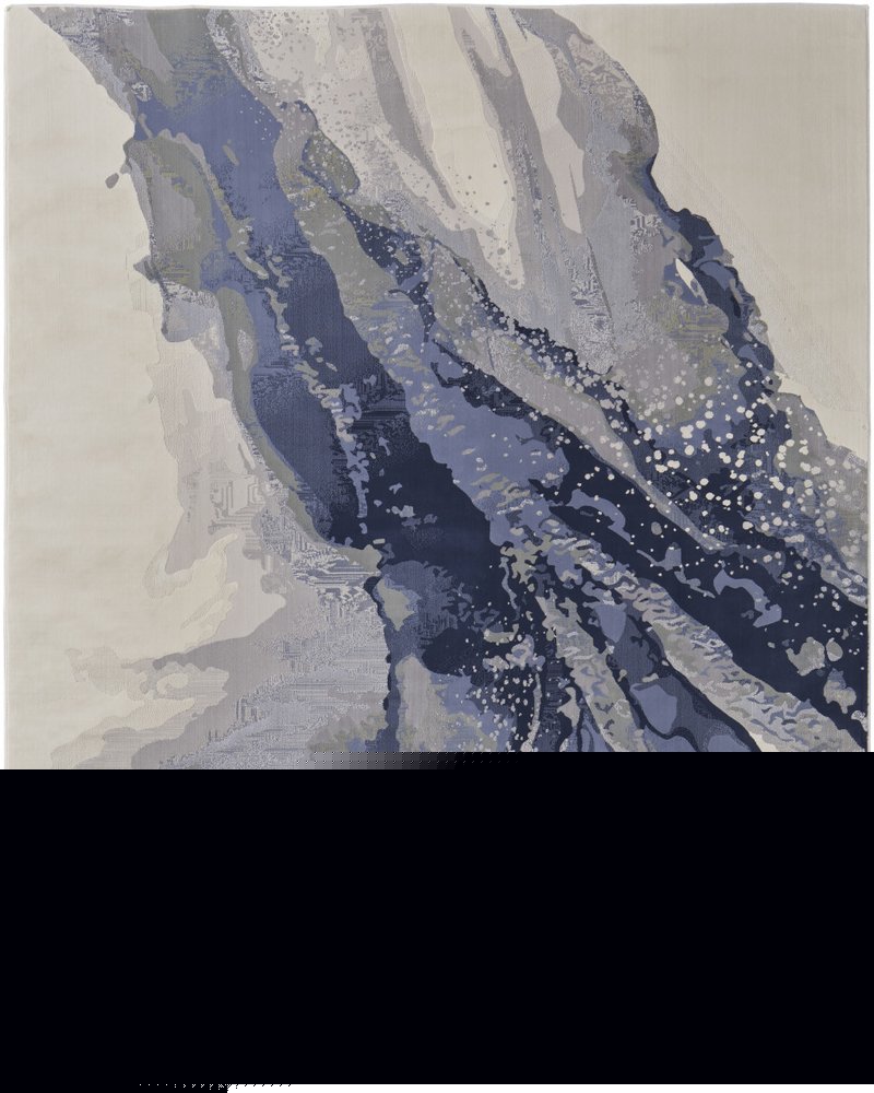 4' X 6' Blue Gray And Ivory Abstract Area Rug