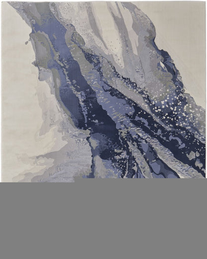 4' X 6' Blue Gray And Ivory Abstract Area Rug