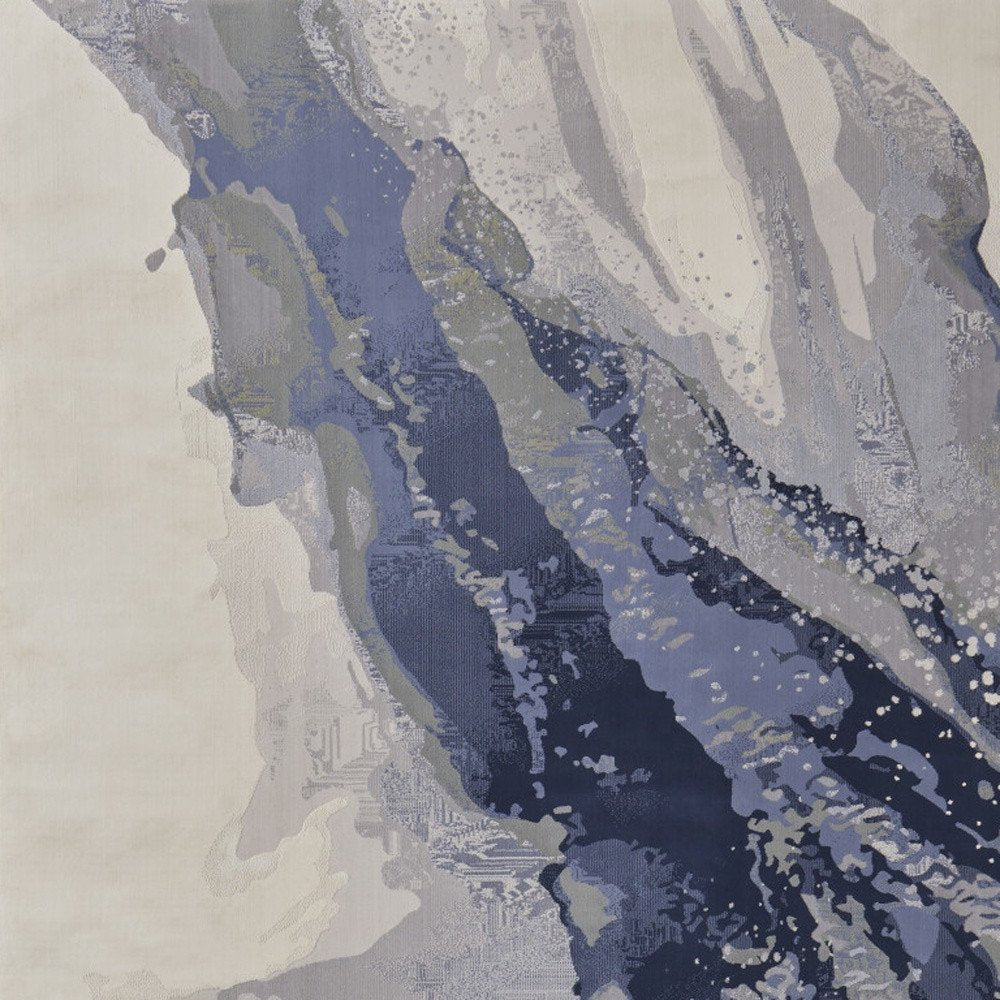 5' X 8' Blue Gray And Ivory Abstract Area Rug