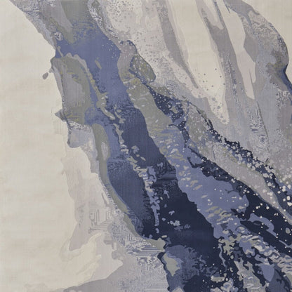 4' X 6' Blue Gray And Ivory Abstract Area Rug