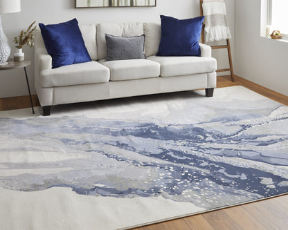 9' X 12' Gray and Ivory Abstract Power Loom Area Rug