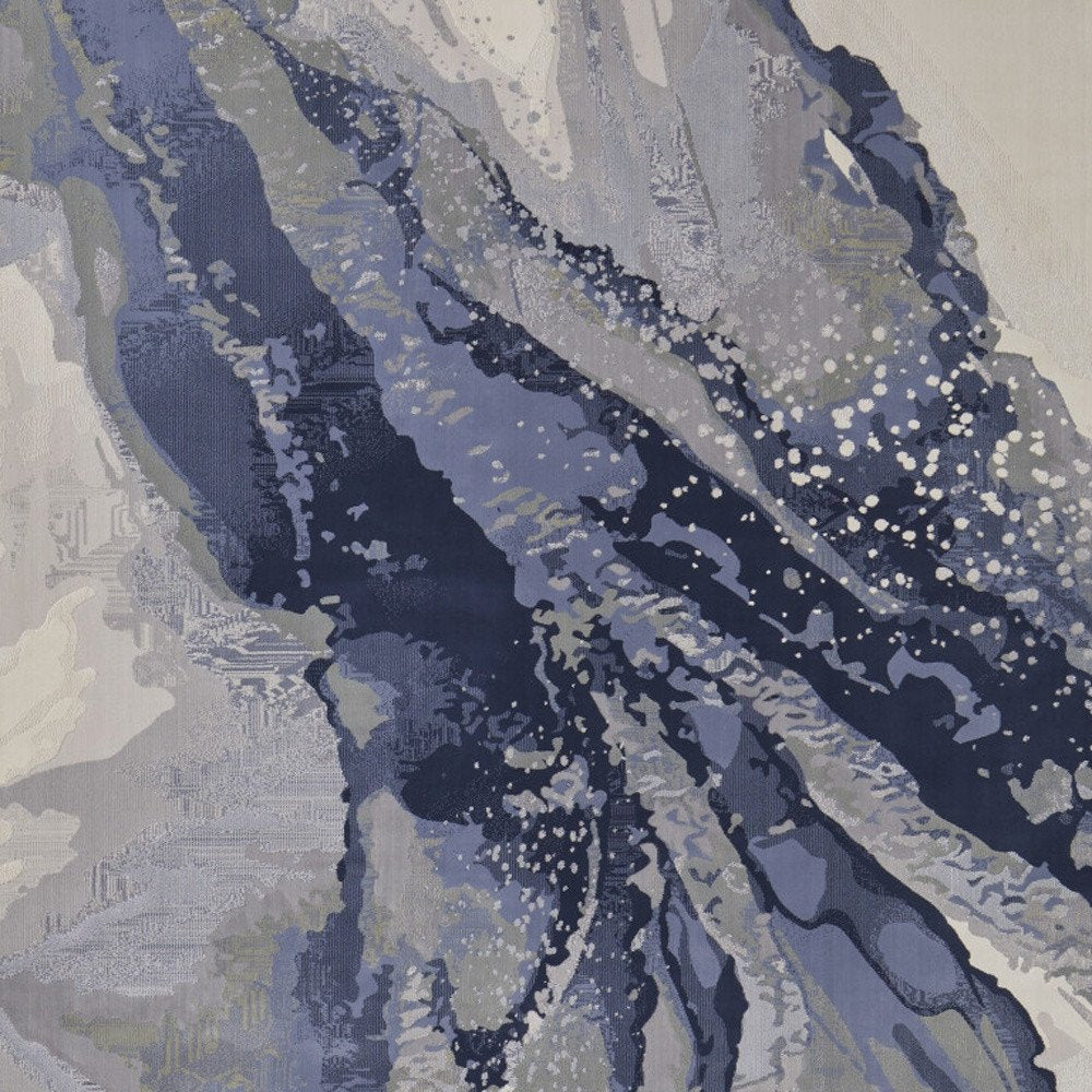 5' X 8' Blue Gray And Ivory Abstract Area Rug