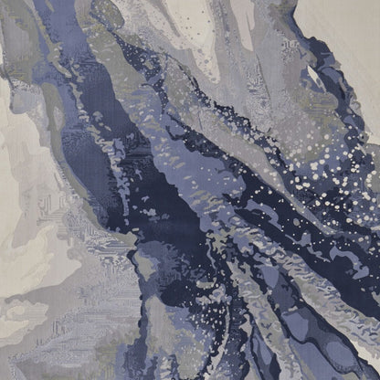 4' X 6' Blue Gray And Ivory Abstract Area Rug