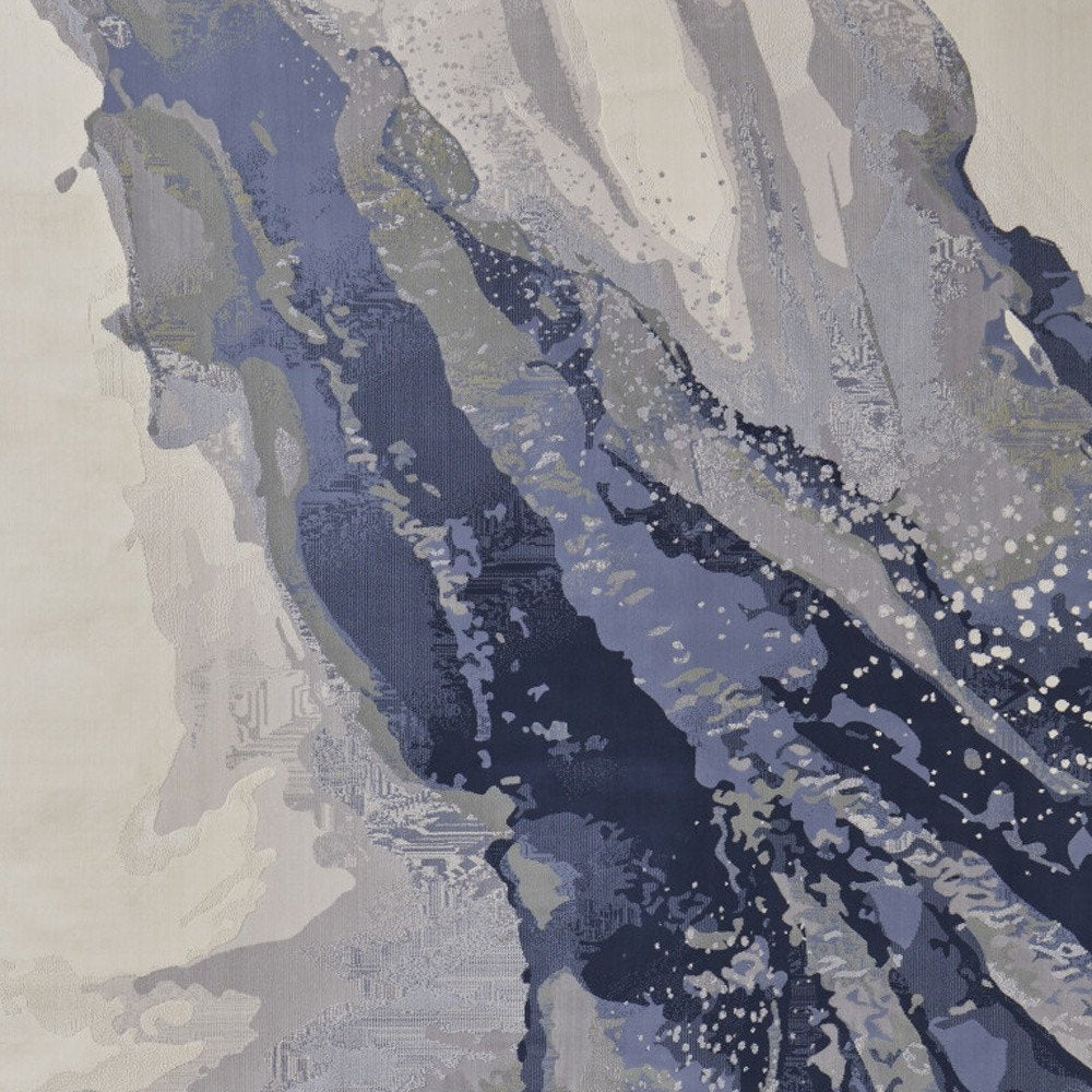 5' X 8' Blue Gray And Ivory Abstract Area Rug