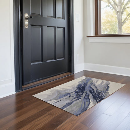 5' X 8' Gray and Ivory Abstract Power Loom Area Rug