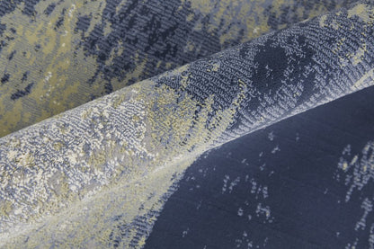 4' X 6' Blue Green And Ivory Abstract Distressed Area Rug