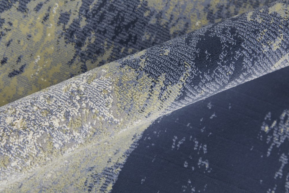 12' X 15' Blue Green And Ivory Abstract Distressed Area Rug