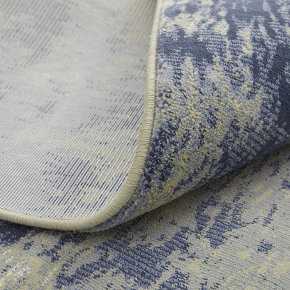 9' X 12' Blue Green And Ivory Abstract Distressed Area Rug