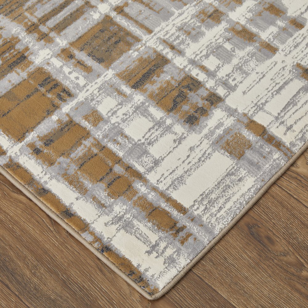 5' X 8' Blue Orange And Gray Abstract Area Rug