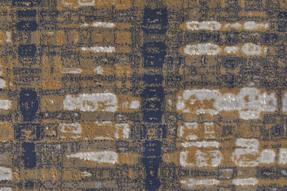 5' X 8' Blue Orange And Gray Abstract Area Rug
