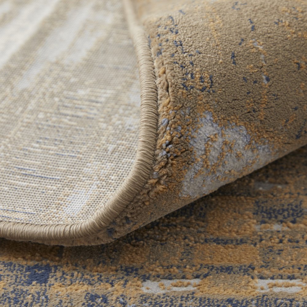 5' X 8' Blue Orange And Gray Abstract Area Rug