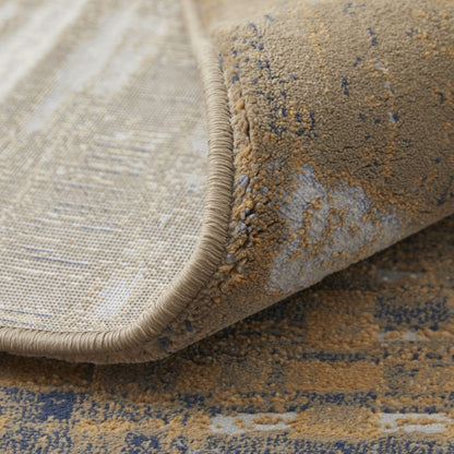 5' X 8' Blue Orange And Gray Abstract Area Rug