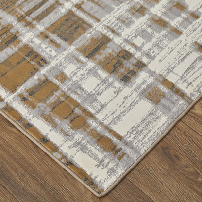 5' X 8' Blue Orange And Gray Abstract Area Rug